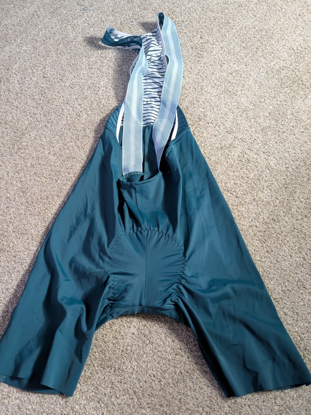 3pc beginner Cycling Set M Teal/White Striped Full-Zip Jersey S & Bib Shorts